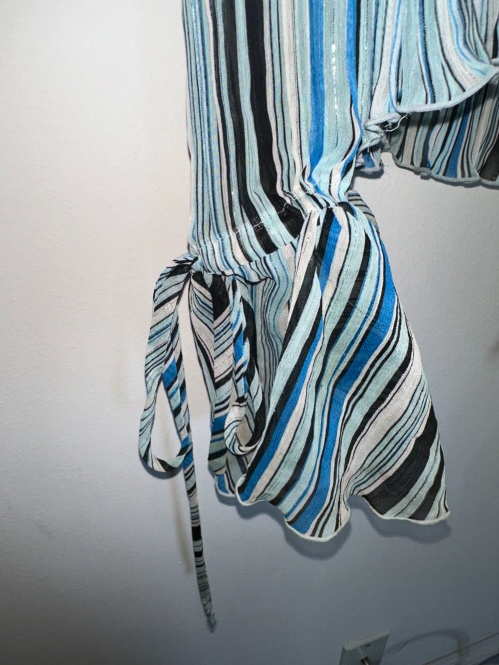 Kaelyn Max-II Blue Striped Ruffle Tank Top - Picture 2 of 4